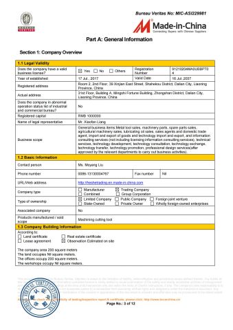 BV Certificate of Cutting Tool 3 certificate from Dalian Heshe Trading Co., Ltd.