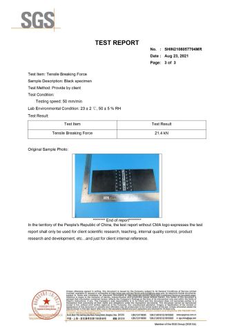 TEST REPORT certificate from Liaoning Yanjia Industry Co., Ltd.