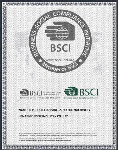 BSCI certificate from Henan Gondor Machinery Co., Ltd.