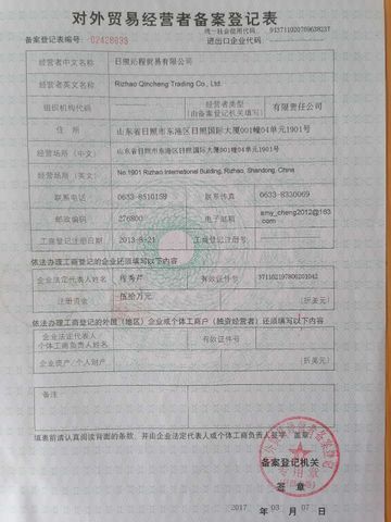 License Photo certificate from Rizhao Marshal Sports Co., Ltd.