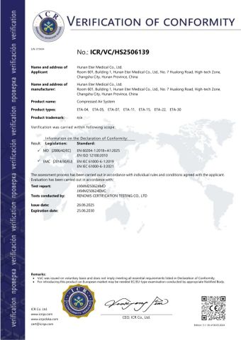 CE certificate from Hunan Eter Medical Co., Ltd.