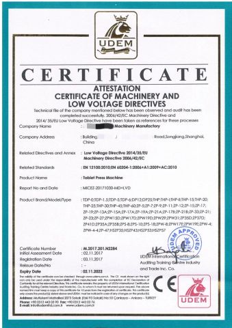 CE certificate of Zhengzhou Tamok Machinery Co., Ltd. – certificate photo, supplier certificates section