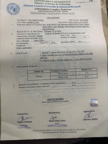 PCSIR Lab Test Report (Heavy Metals & Purity) certificate from Rahmani Traders