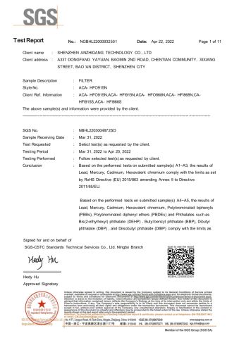 SGS ROHS certificate from Shenzhen Anzhigang Technology Co., Ltd.