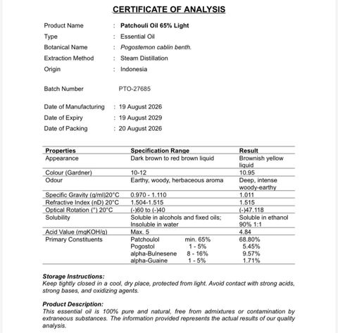 COA certificate of Ekspor Pata Nimpada PT – certificate photo, supplier certificates section