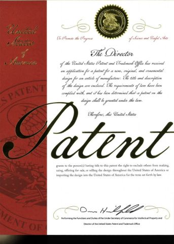 US Appearance Patent certificate from Shantou Flying Technology Inc.