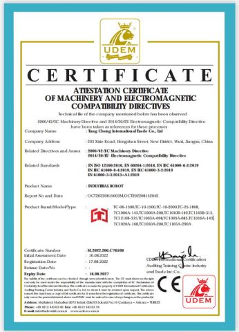 Welding robot CE certificate from TANG CHENG INTERNATIONAL TRADE CO., LTD.