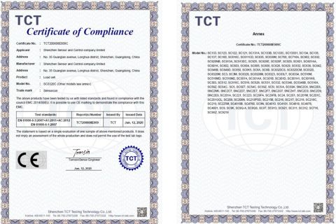 CE certificate from Shenzhen Sensor and Control Company Limited