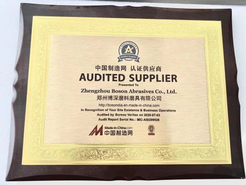 AUDITED SUPPLIER certificate of Zhengzhou Boson Abrasives Co., Ltd. – certificate photo, supplier certificates section