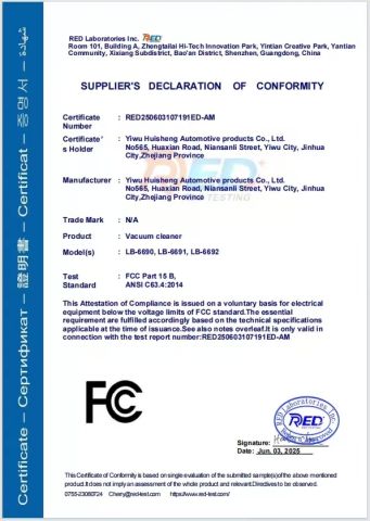 SUPPLIER'S DECLARATIONCONFORMITY certificate of Chongqing Tianlang Automobile Sales and Service Co., Ltd – certificate photo, supplier certificates section
