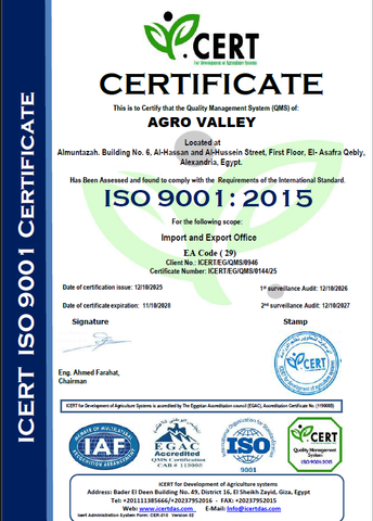 ISO certificate from agrovalleyco