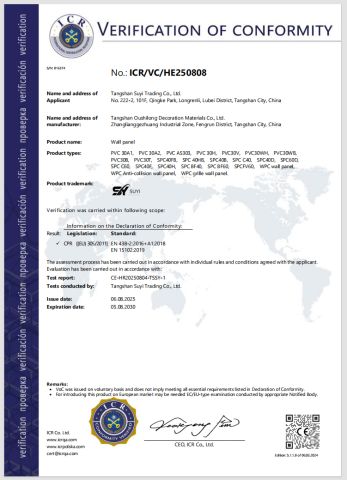 CE certificate of Tangshan Suyi Trading Co., Ltd. – certificate photo, supplier certificates section