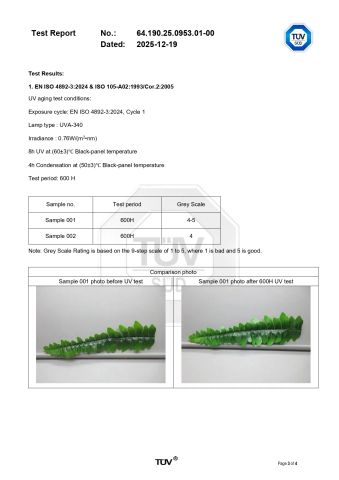600-hour UV Resistant certificate from Brilliant Art and Craft Limited Company