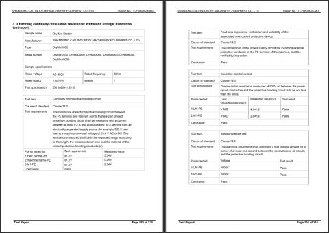 Product Inspection Report of Dry Mix Station certificate from Shandong Cad Industry Machinery Equipment Co., Ltd.