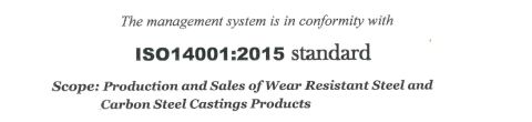 ISO14001 certificate from Shanghai Haocheng Machinery Parts Co., Ltd.
