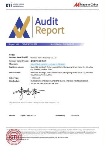 Made in China Certification certificate from Wenzhou Howie Machinery Co., Ltd