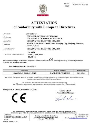 CE for home service certified by BV certificate from Yueqing Yisi Electric Co., Ltd.