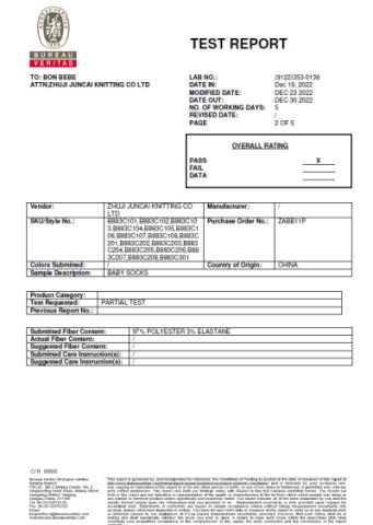 Test Reports certificate from Zhuji New East Import and Export Co., Ltd.