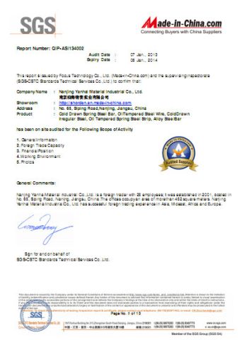 SGS Report certificate from Nanjing Hengjie Industrial Co., Ltd.
