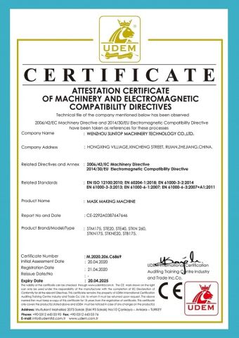 CE certificate from Wenzhou Suntop Machinery Technology Co., Ltd.