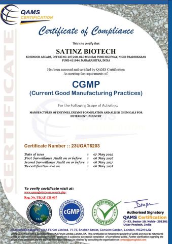 CGMP certificate from Satinz Biotech