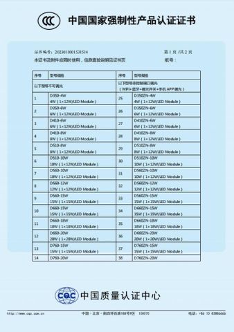 CCC certificate from Foshan Rays Lighting Technology Co., Ltd