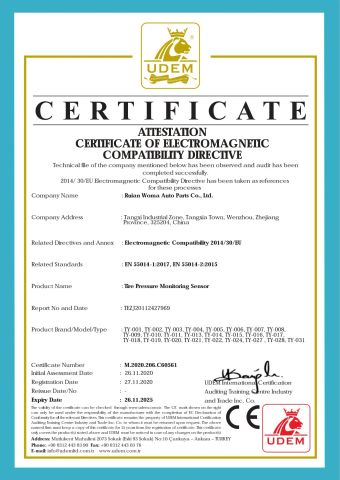 EMC certificate from Wenzhou Woma Auto Parts Co., Ltd.