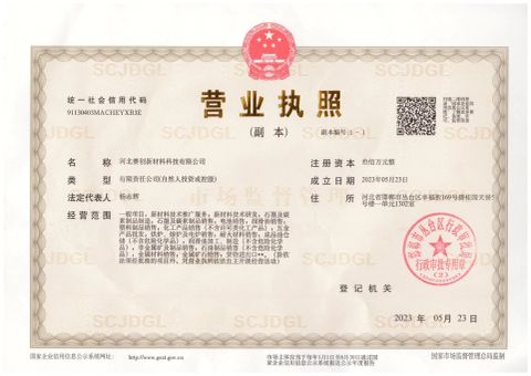 HeBei Saichuang certificate of Hebei Saichuang New material Technology Co., Ltd. – certificate photo, supplier certificates section