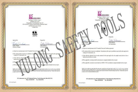 ANSI TEST certificate from Yulong Safety Tools Manufacture Corp., Ltd.