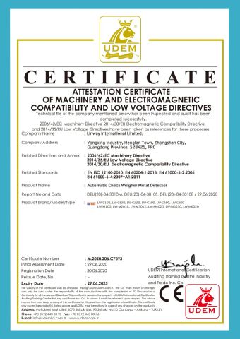 UDEM certificate from LINWAY INTERNATIONAL LIMITED