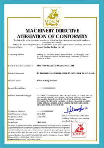 CE Certificate certificate from Jiaozuo Taoding Trading Co., Ltd