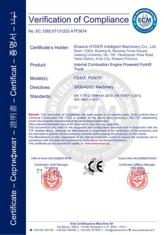 CE certificate of Shanghai Hyder Industry Co., Ltd. – certificate photo, supplier certificates section