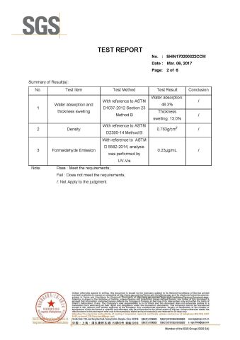 SGS certificate from Feiyue New Materials Technology Co., Ltd