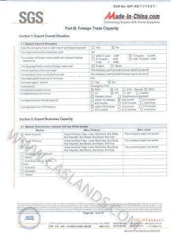 SGS Factory Audit Report 5 certificate from Foshan Casland Garments Co., Ltd.