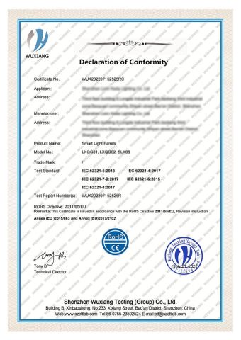ROHS2 certificate from Jiangmen Xinghong Lighting Co., Ltd.