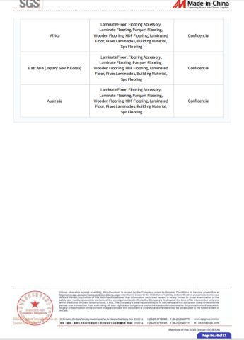 Certification Report certificate from Changzhou Richwood Decorative Material Co., Ltd.