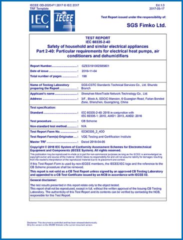 CB certificate from Shenzhen MoreTrade Network Technology Co., Ltd.