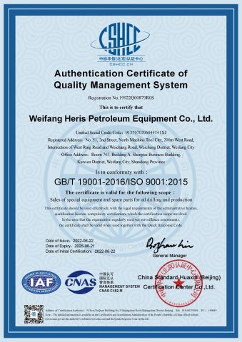 ISO certificate from Shandong Vs Petroleum Technology Co., Ltd