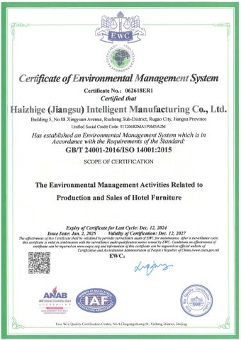 ISO14001 certificate from Hangzhou Realsun Industrial Co., Ltd