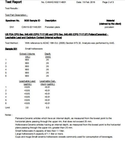 FDA certificate from Rollin Porcelain Industrial Co., Ltd.