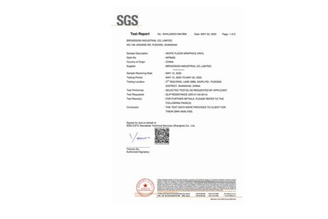 Product Report certificate from BROADSIGN NEW MATERIALS (SUZHOU) CO., LTD.