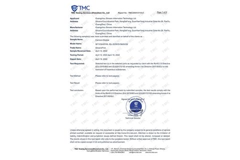 ROHS Certificate certificate from Guangzhou Sincere Information Technology Ltd.