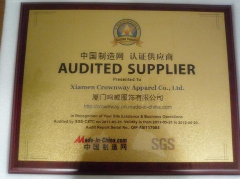 SGS Certificate certificate from Xiamen Crownway Apparel Co., Ltd.