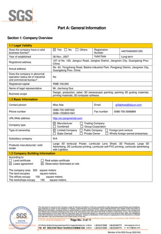 SGS Audited certificate from Guangzhiyuan 3D Tech Limited