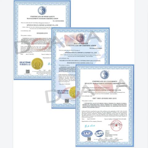HACCP ISO9001 ISO22000 certificate from QINGDAO DOANA FOODS CO., LTD