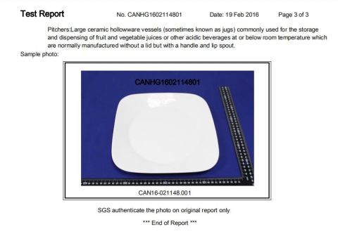 FDA certificate from Rollin Porcelain Industrial Co., Ltd.