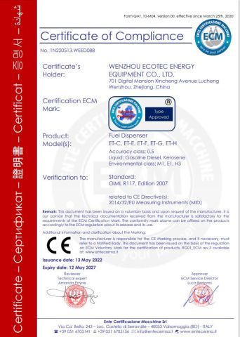MID CERTIFICATE certificate from Wenzhou Ecotec Energy Equipment Co., Ltd.