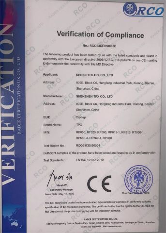 CE certificate from SHENZHEN TPX CO., LTD.