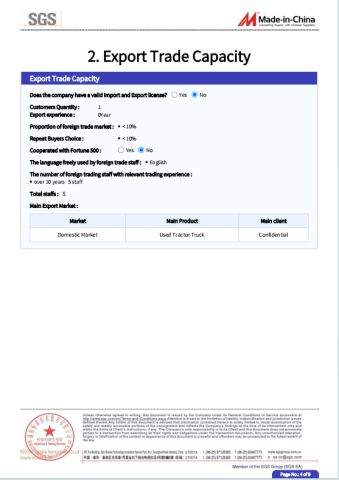 SGS certificate from Jining Huahang International Trade Co., Ltd.