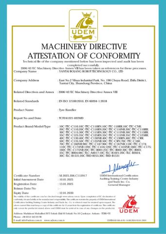 tire handler CE certificate from Bolang Robot Technology Co., Ltd.